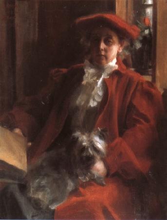 Anders Zorn Emma Zorn and Mouche the Dog oil painting picture